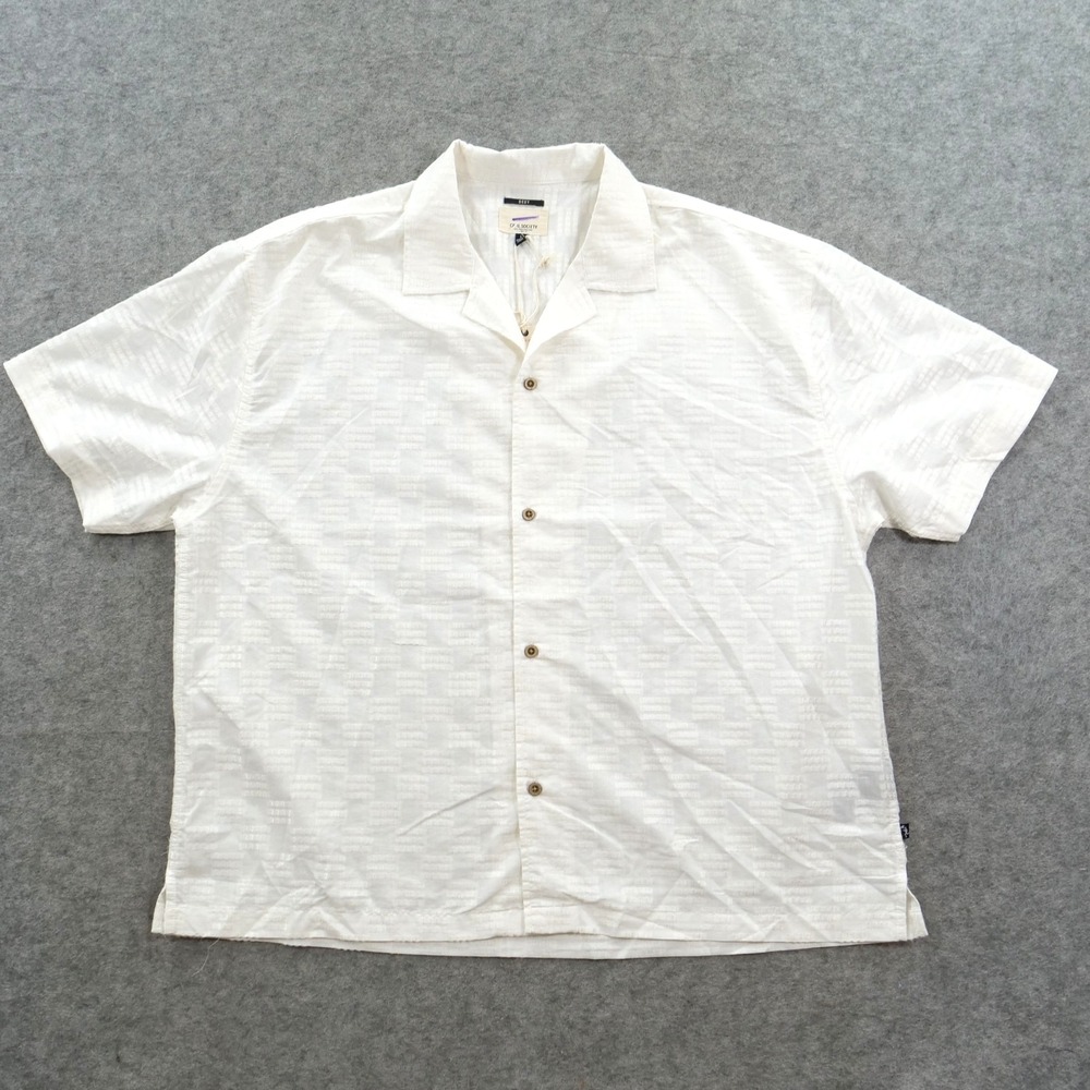 Civil Society Shirt Mens Large White Button Open Knit Resort Pocket Camp New